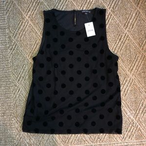 JCrew Black Velvet Polka Dot Tank Top Size S